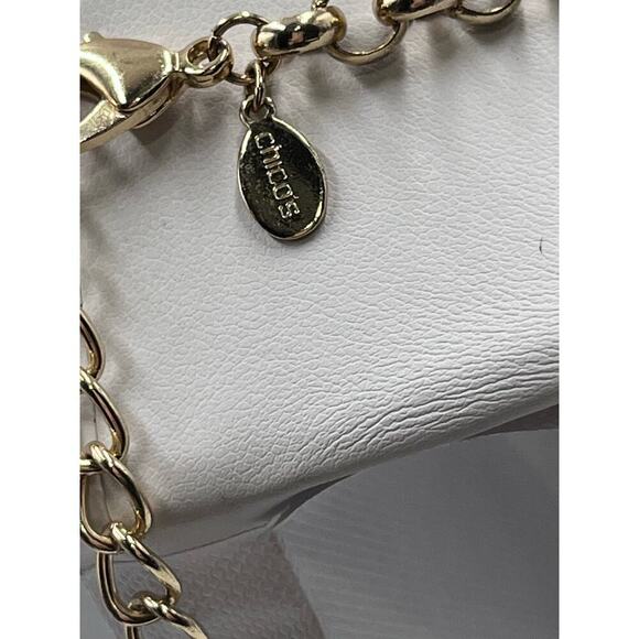 Chicos Maye Long Necklace Goldtone Metal Large Hammered Balls on
Chain 40" - Picture 9 of 14